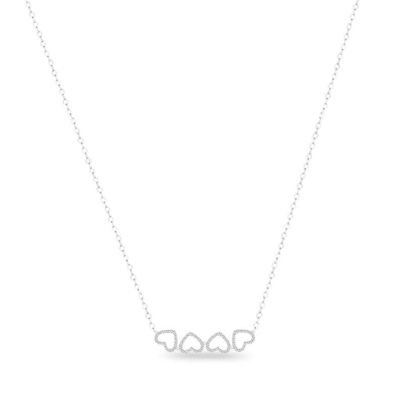 COLAR LISO LAP 4 CORAÇÕES CONTORNO COM IMÃ 2 EM 1 40+5CM