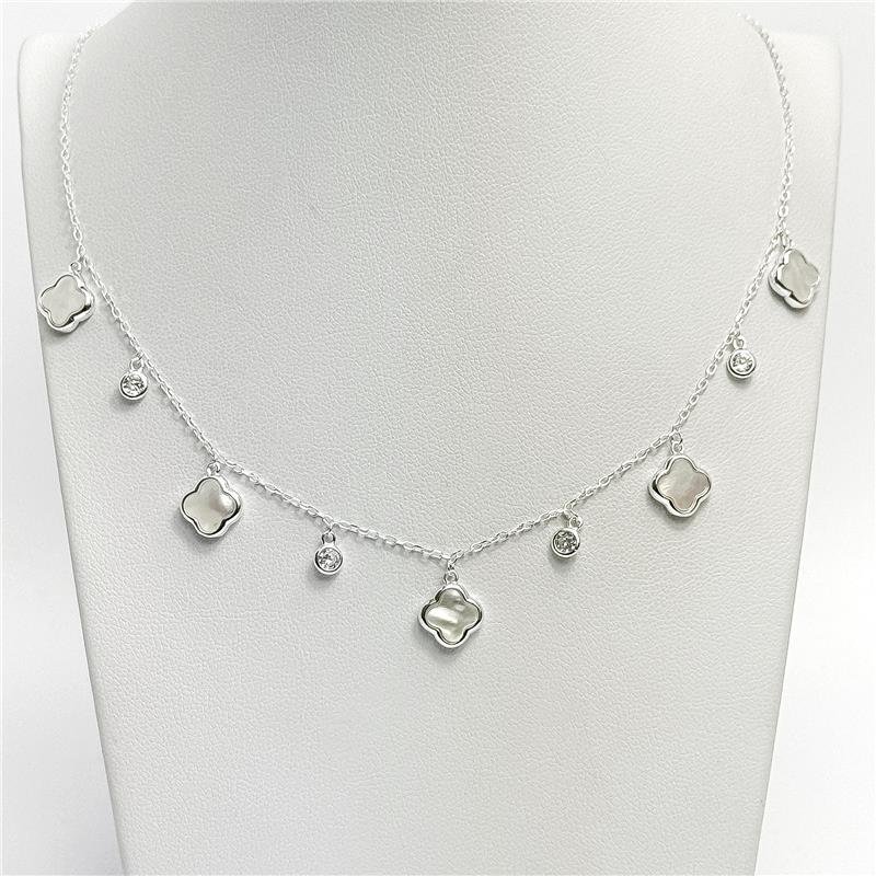 CHOCKER LISA LAP 5 TREVOS MADREPEROLA 9MM PTO LUZ PEND 35+5CM