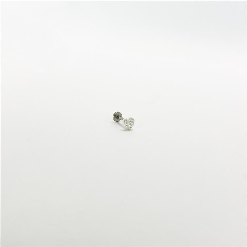 PIERCING LISO LAP CORAÇÃO CRAVEJADO 4MM