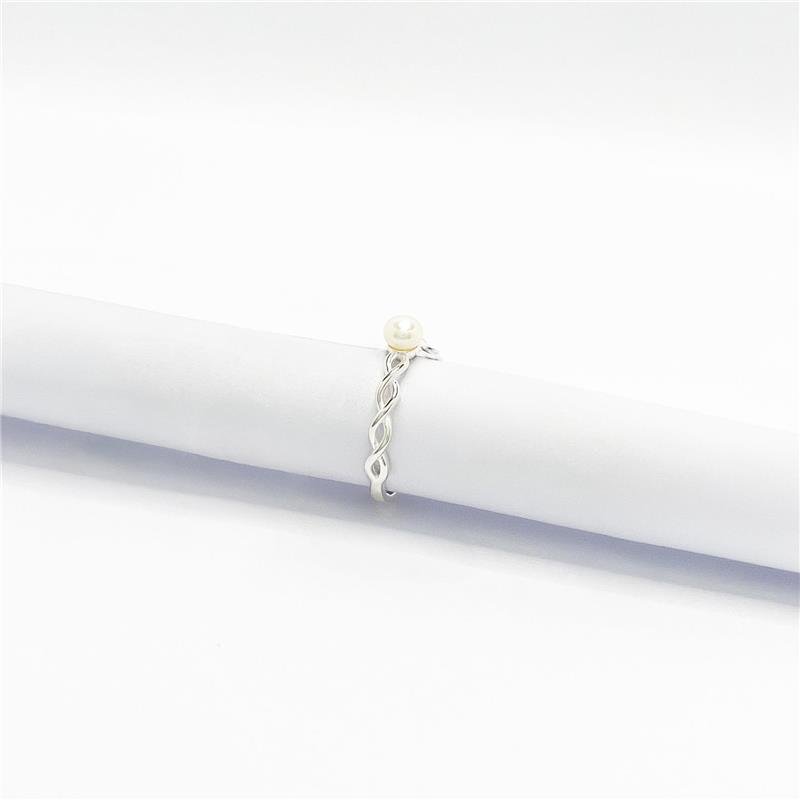 ANEL LISO LAP TRANÇADO COM PÉROLA 5MM