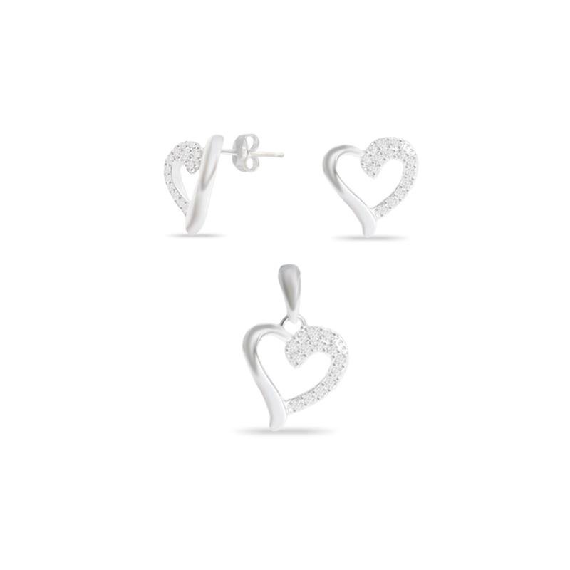 CONJ LISO LAP CORAÇÃO ASSIMÉTRICO METADE CRAVEJADO