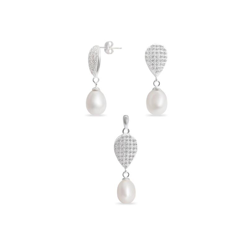 CONJ LISO LAP GOTA COM PÉROLA PENDURADA